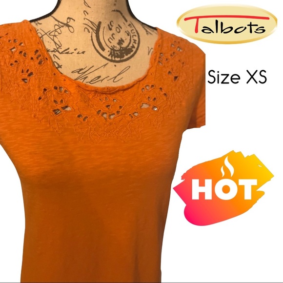 Size X Small Orange T-Shirt by Talbots - Picture 2 of 5